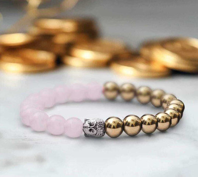 SINDURRI CREATIONS Rose Quartz, Golden Pyrite Crystal Bracelet