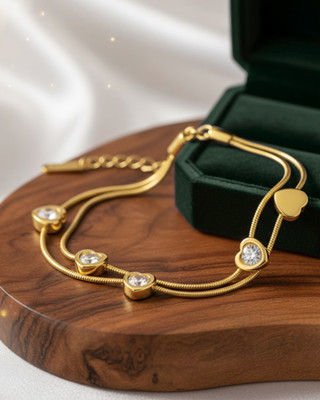 REVOSHA Metal Cubic Zirconia Gold-plated Bracelet