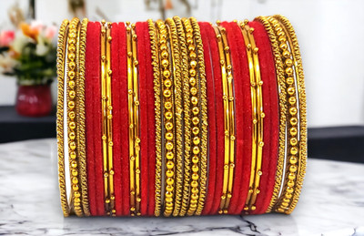 Anahat collection Metal, Fabric Gold-plated Bangle Set(Pack of 10)