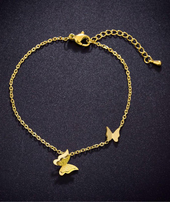 MYKI Stainless Steel Cubic Zirconia Gold-plated Kada