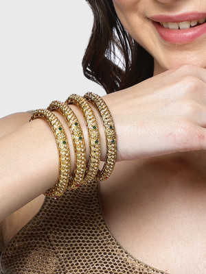 Karatcart Alloy Crystal Gold-plated Bangle Set(Pack of 4)