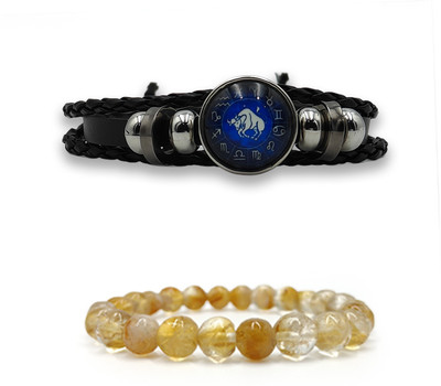 BHAGYA G Citrine Crystal Bracelet(Pack of 2)