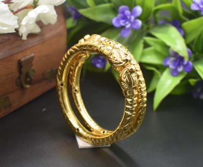 SATTIK Brass Gold-plated Bangle Set(Pack of 2)