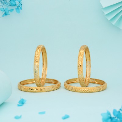 brado jewellery Brass, Copper, Alloy Diamond Gold-plated Bangle Set(Pack of 4)