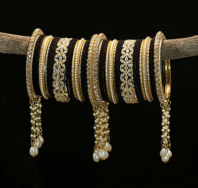 Rijoli Metal Zircon Gold-plated Bangle Set(Pack of 42)