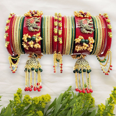 radhya Plastic Pearl, Opal, Diamond, Zircon Gold-plated Bangle Set(Pack of 18)