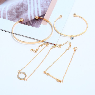 TVI Alloy Cubic Zirconia Gold-plated Bracelet Set(Pack of 4)