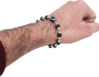 memstomuch Rudraksha, Evil Eye Silver Charm Bracelet