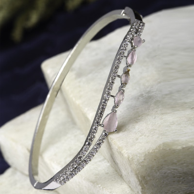 ZENEME Brass Cubic Zirconia Rhodium Bracelet