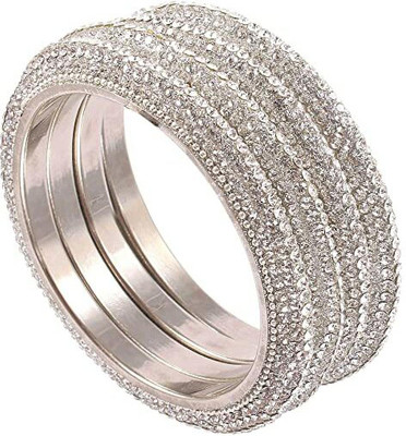 Alzawiah Brass Cubic Zirconia Gold-plated Bangle Set(Pack of 4)