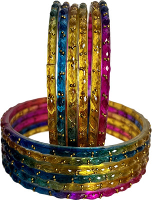 rj enterprises Glass Bangle Set(Pack of 10)