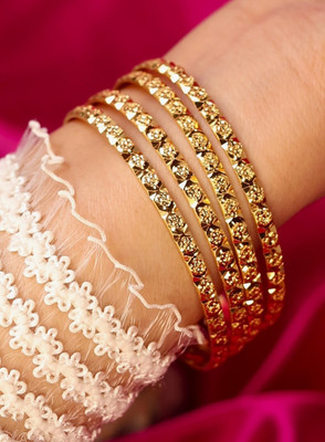 Swarnaari Brass Gold-plated Bangle Set(Pack of 2)