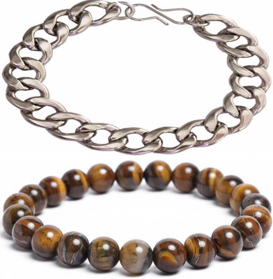 IKONKARR Tiger's Eye, Stainless Steel Bracelet(Pack of 2)