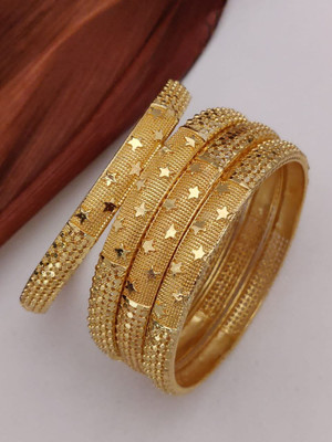 Niva Fashion Brass Gold-plated Bangle Set(Pack of 4)