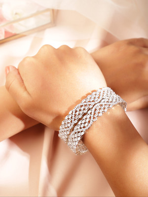 RUBANS Alloy Silver Bangle Set(Pack of 2)