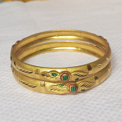 Latha Covering Brass Gold-plated Bangle Set(Pack of 2)