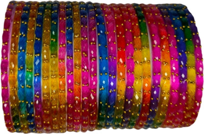 Glasswork Glass Cubic Zirconia Bangle Set(Pack of 10)