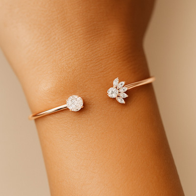 Heerogems Sterling Silver Moissanite Rhodium Cuff