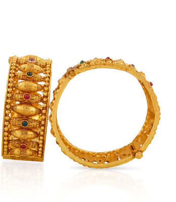 GC PREMIUM JEWELLERY Brass Gold-plated Bangle Set(Pack of 2)