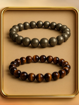 SPYRONIX REAL TREASURE Pyrite, Stone, Tiger's Eye Crystal Bracelet(Pack of 2)
