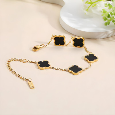 Kradhika Stainless Steel Cubic Zirconia Gold-plated Bracelet
