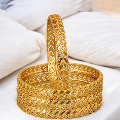 Lucky Jewellery Alloy Gold-plated Bangle Set(Pack of 4)