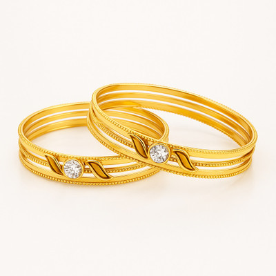 Bindu Elite Enterprises Brass Crystal Gold-plated Bangle(Pack of 2)