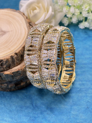 Kawai Brass Diamond Gold-plated Bangle Set(Pack of 2)
