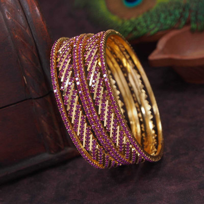 Atulya Brass Gold-plated Bangle Set(Pack of 6)