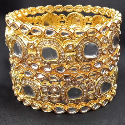 Terraband Alloy Crystal Gold-plated Bangle Set(Pack of 6)
