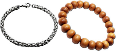 Malas Collection Wood, Stainless Steel Bracelet Set(Pack of 2)