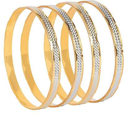 Shining Jewel Brass Gold-plated Bangle Set(Pack of 4)