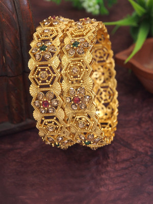 SGA FASHION Alloy Beads Gold-plated Bangle Set(Pack of 2)