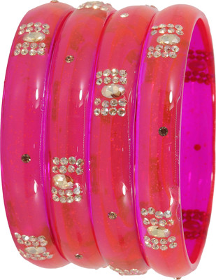 ZULKA Glass Zircon Bangle Set(Pack of 4)