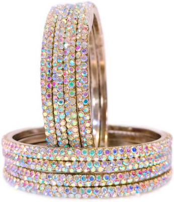 RKGlow Brass Crystal Bangle Set(Pack of 8)