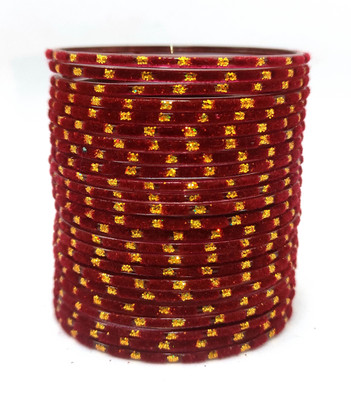 DURGANSH Glass Garnet Bangle Set(Pack of 10)