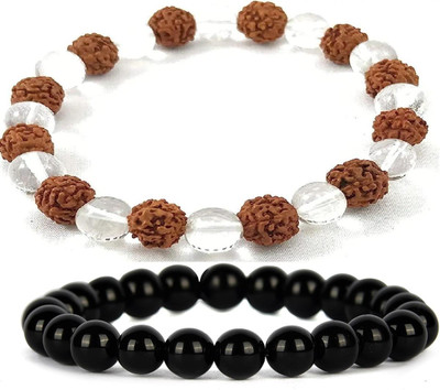 HouseOfCommon Stone, Crystal, Rudraksha Bracelet(Pack of 2)