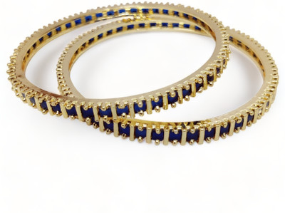 Opal Touch Brass Cubic Zirconia Gold-plated Bangle Set(Pack of 2)