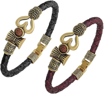 vs unique collections Leather Bracelet Set(Pack of 2)
