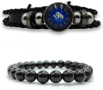 BHAGYA G Black Obsidian Opal Bracelet(Pack of 2)
