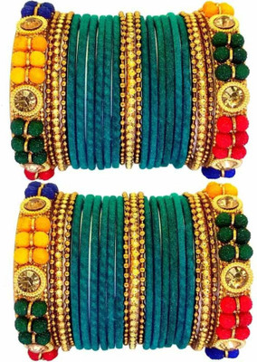 RADHA MOHAN EMPIRE Fabric, Glass Bangle Set(Pack of 46)