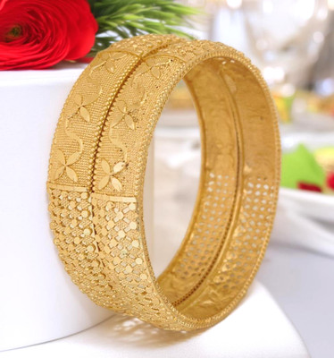 Jewels Kafe Brass Gold-plated Bangle Set(Pack of 2)