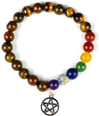 CRYSTU Stone, Tiger's Eye, 7 Chakra Beads, Agate, Crystal Bracelet