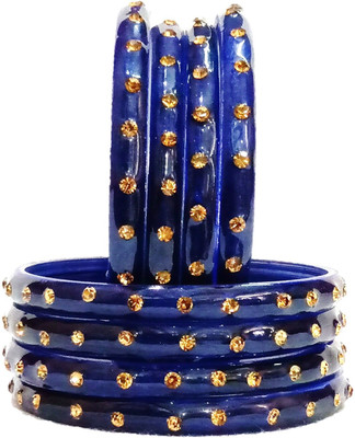 T4 JEWELS Glass Cubic Zirconia Bangle Set(Pack of 8)
