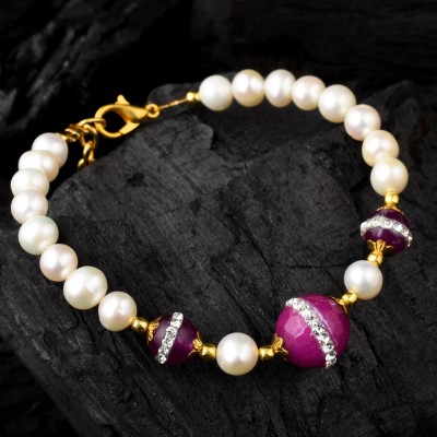 Pearlz Ocean Alloy Pearl, Jade Gold-plated Bracelet