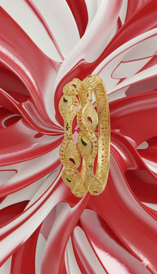 Shradha Brass Emerald, Alexandrite Gold-plated Shakha Pola(Pack of 2)