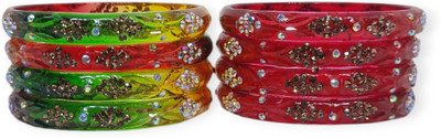 BoleChudiyan Glass Cubic Zirconia Kada(Pack of 8)