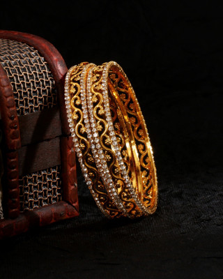 kewai Metal Cubic Zirconia Gold-plated Bangle Set