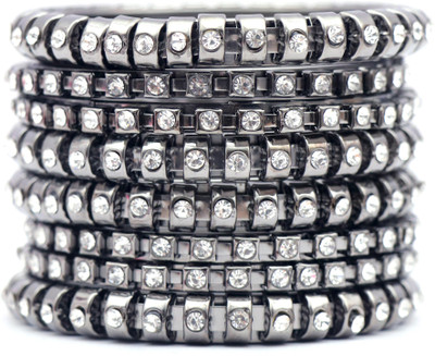 Honbon Metal Crystal Bangle Set(Pack of 8)