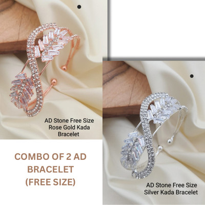 Jassa Alloy Cubic Zirconia, Diamond Sterling Silver Kada(Pack of 2)